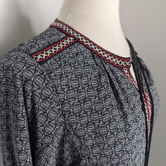 ANTHROPOLOGIE Daniel Rainn Bohemian Tunic Blouse Tassels in Black and White S - Picture 7 of 13